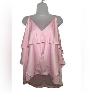 Ramy Brook Brittany Blouse Pink XXL NWT Ruffle Layered Cami Top